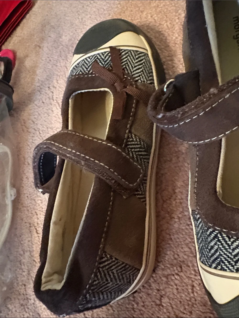 Morgan & Milo Brown, Cream & Black Girls' Mary Jane Shoes